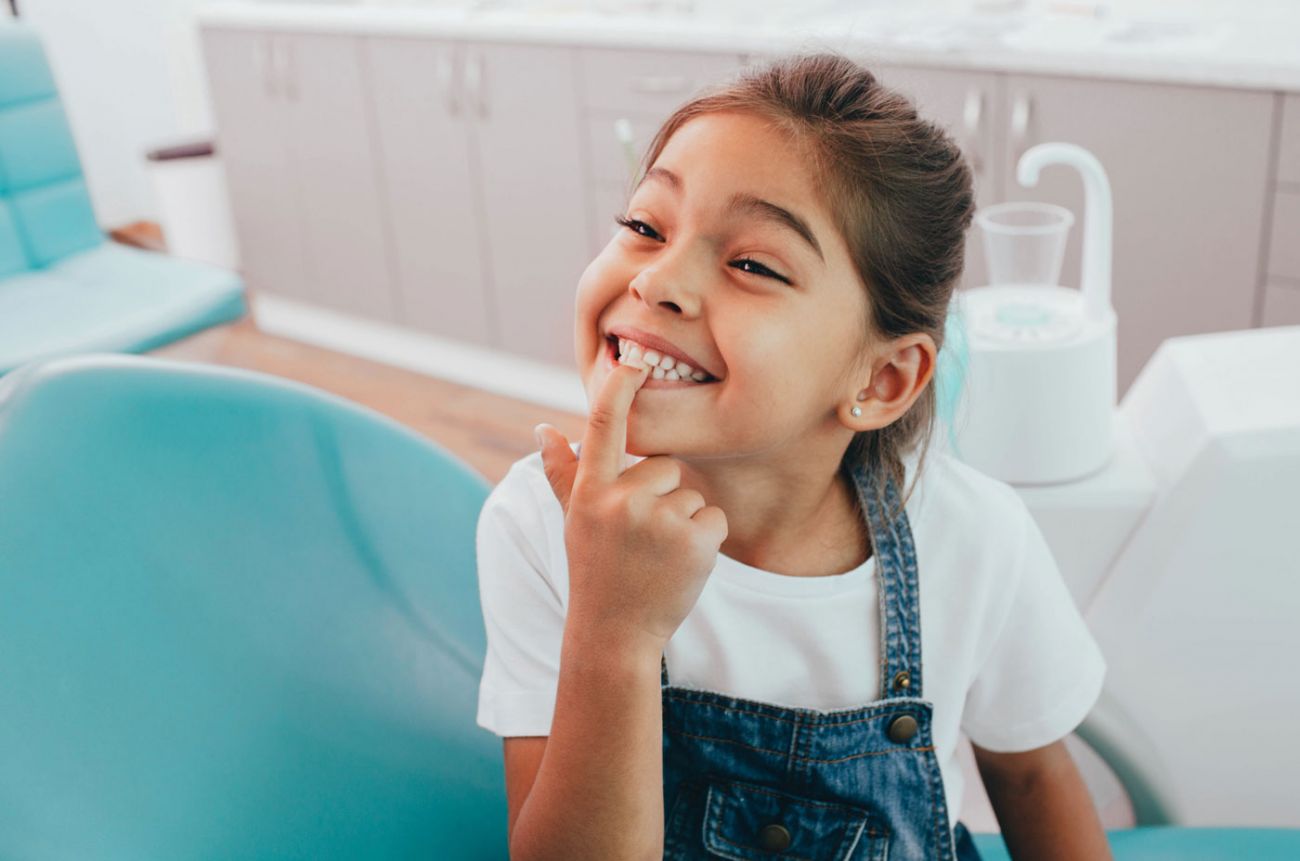 Little girl smiling at dental office